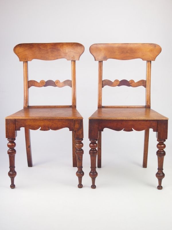 Pair of 19th Century Kitchen Chairs - Antique Pine Hall Chairs