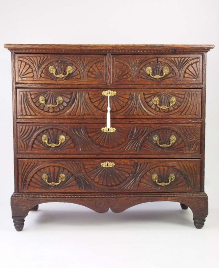 Antique Carved Oak Chest Drawers