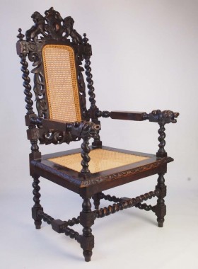 Antique Victorian Gothic Throne Chair