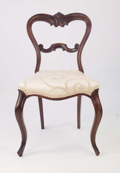 Set 4 Antique Victorian Rosewood Balloon Back Chairs