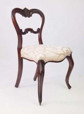 Pair Antique Victorian Rosewood Balloon Back Chairs