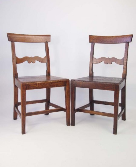 Pair Antique Elm and Oak Chairs