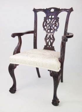 Antique Victorian Chippendale Revival Desk Chair