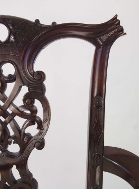 Antique Victorian Chippendale Revival Desk Chair