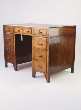 Art Deco Oak Twin Pedestal Desk