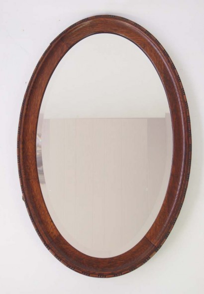 1920's Oval Oak Mirror