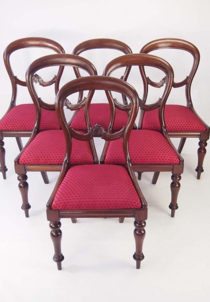 Set 6 Victorian Balloon Back Chairs