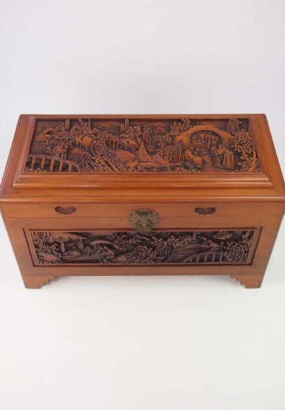 Vintage Carved Chinese Camphor Wood Chest