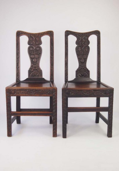 Pair Georgian Oak Side Chairs