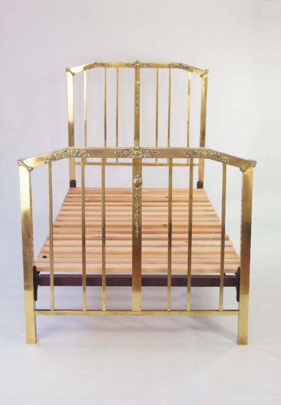 Pair Edwardian Brass Single Beds