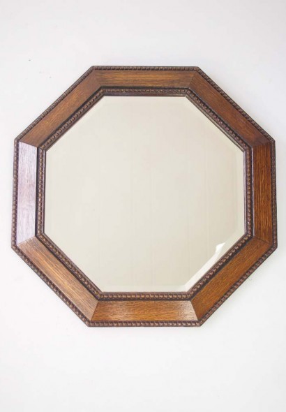 Hexagonal Oak Wall Mirror Circa 1920s
