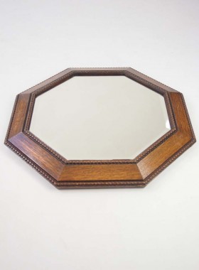 Hexagonal Oak Wall Mirror Circa 1920s