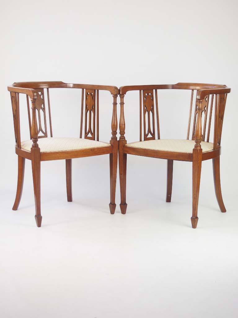 pair antique edwardian mahogany tub chairs