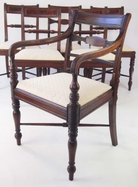 Set Six Harlequin Regency Dining Chairs