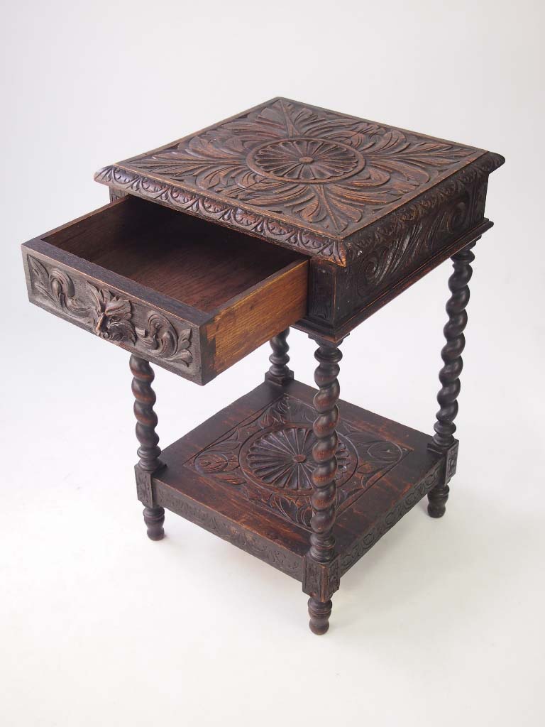 Small Victorian Gothic Revival Oak Side Table