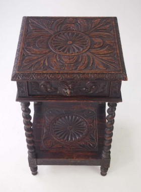 Antique Victorian Gothic Oak Side Table