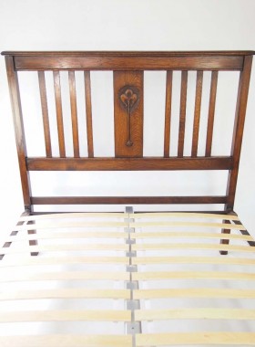 Antique Edwardian Oak Double Bed