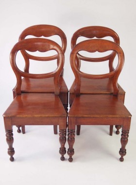 Set 4 Antique Victorian Balloon Back Chairs