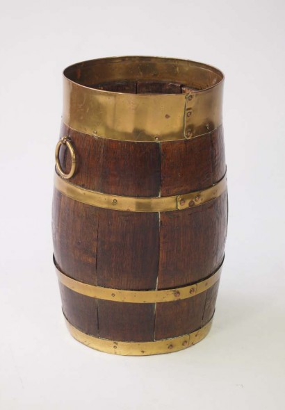 Oak & Brass Coopered Barrel Stick Stand