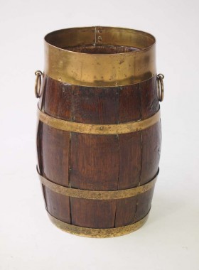 Oak & Brass Coopered Barrel Stick Stand
