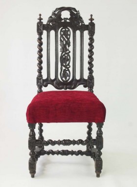 Pair Victorian Gothic Oak Chairs