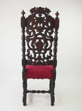 Pair High Back Victorian Gothic Revival Chairs