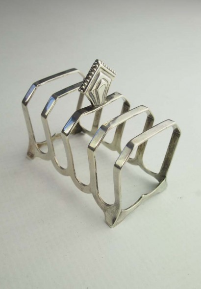 Pair Art Deco Silver Toast Racks