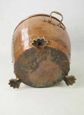 Large Victorian Copper Log Bin