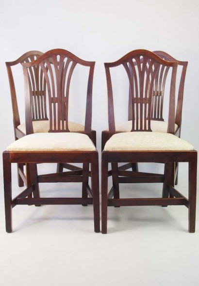 Set 4 Antique Georgian Ash Dining Chairs