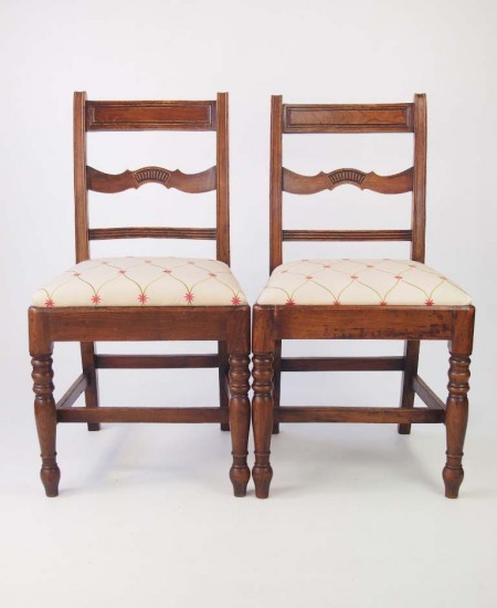 Pair Georgian Elm Side Chairs