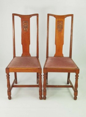 Set 4 Oak High Back Dining Chairs