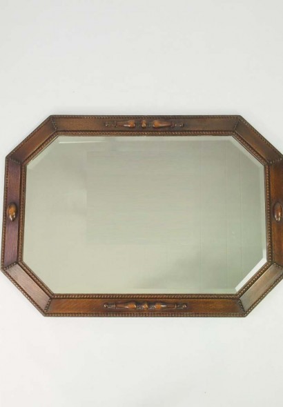 Vintage Hexagonal Oak Framed Mirror