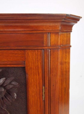 Small Antique Carved Walnut Corner Cabinet