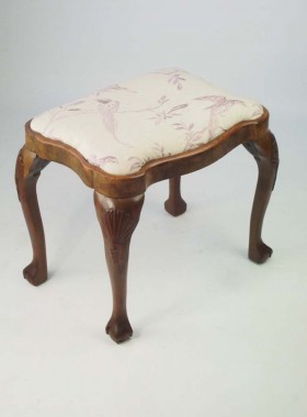 Antique Shell Carved Walnut Stool