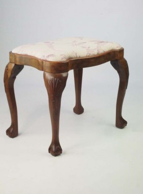Antique Shell Carved Walnut Stool