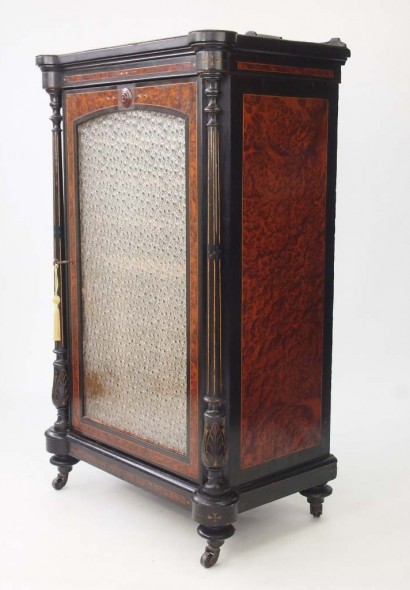 Victorian Ebonised and Amboyna Music Cabinet