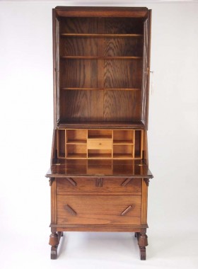 Art Deco Oak Bureau Bookcase