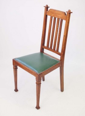 Pair Edwardian Arts Crafts Oak Chairs