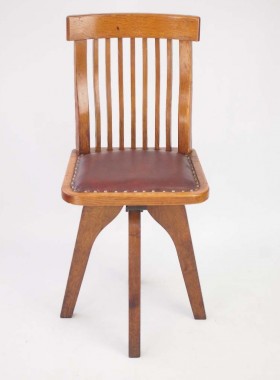 Small Vintage Oak Swivel Desk Chair