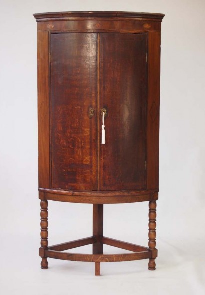 Georgian Bow Front Corner Cupboard on Stand