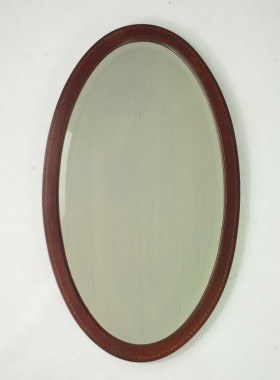 Edwardian Mahogany Oval Mirror