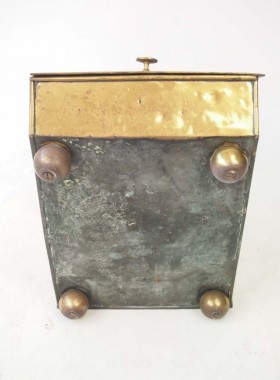 Antique Brass Arts Crafts Coal Box