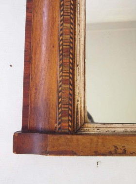 Victorian Walnut & Marquetry Overmantle Mirror