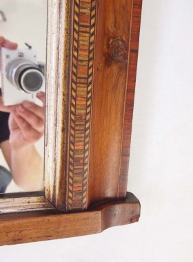 Victorian Walnut & Marquetry Overmantle Mirror