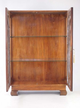 Small Art Deco Walnut Display Cabinet