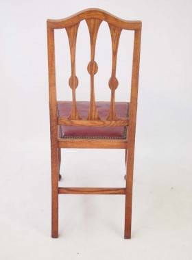 Set 4 Edwardian Oak Arts and Crafts Chairs