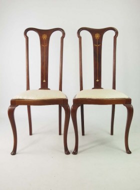 Set 4 Antique Edwardian Art Nouveau Chairs