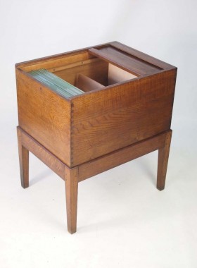 Vintage Oak Tambour Top Filing Cabinet