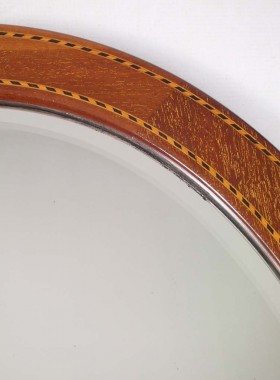 Edwardian Mahogany and Inlaid Oval Mirror