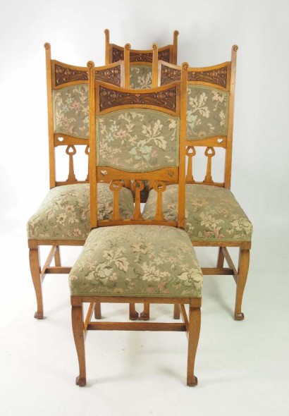 Set 4 Arts Crafts Oak Chairs